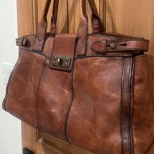 Fossil Vintage Rich Brown Leather “Long Live Vintage 1954” tote bag